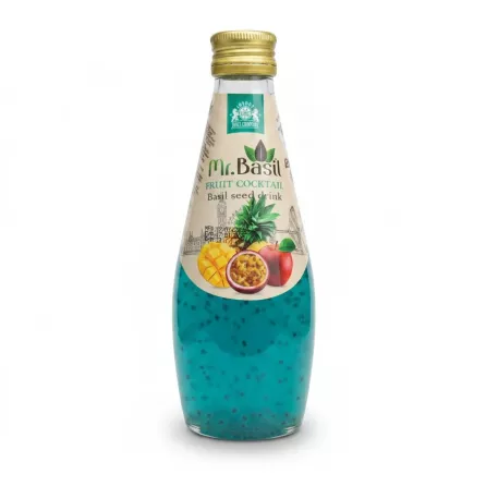 Mr. Basil Fruit Cocktail Basil Seed Drink front view