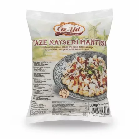 Packet of Oz-Yil fresh Kayseri style manti showing front packaging