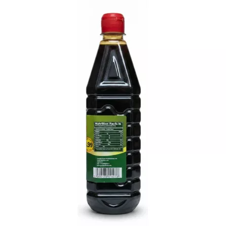 Back of Teeba Pomegranate Molasses bottle with nutrition facts and barcode