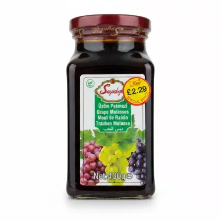 Seyidoğlu Grape Molasses glass jar front view with grape illustration and price sticker