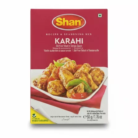 Shan Karahi Stir-fry Meat in Tomato Sauce seasoning mix box front