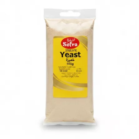 Sofra brand instant yeast 100g transparent bag with yellow label