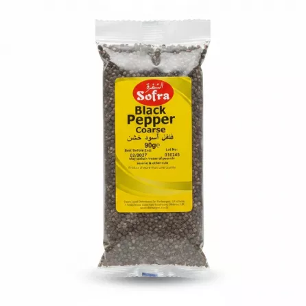 Sofra branded packet of coarse black pepper front view