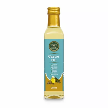Bottle of Heera Castor Oil front label showing brand and volume