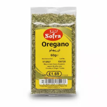 Plastic pack of Sofra brand dried oregano herbs 60g