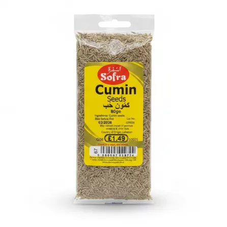 pack of Sofra cumin seeds showing yellow label