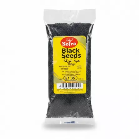 Front view of Sofra Black Seeds 100g pack