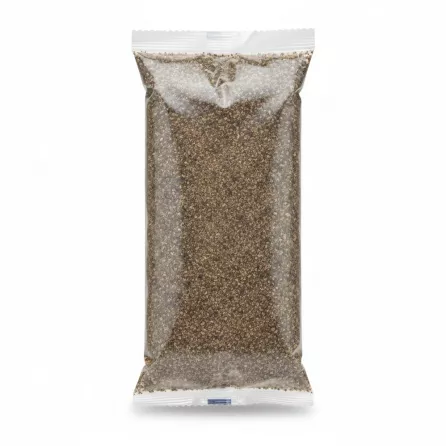 Back view of Sofra coarse black pepper packet showing contents
