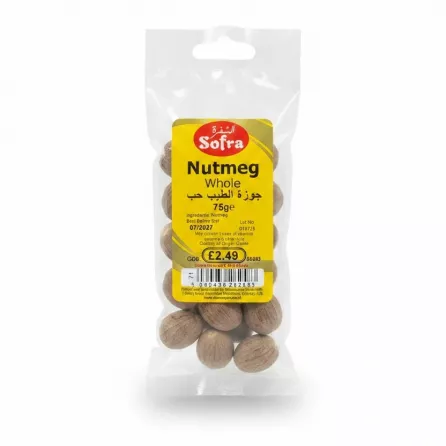 Sofra brand whole nutmeg pack with yellow label
