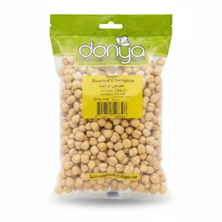 Pack of Donya double roasted chickpeas front view showing product and label