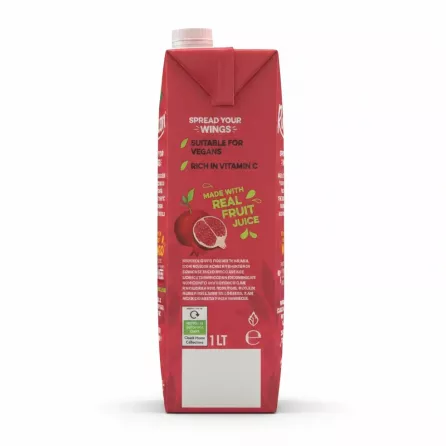 Rubicon Still Pomegranate Juice 1 litre carton side with product details