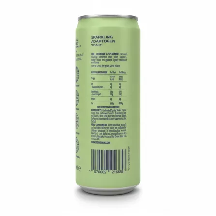 Back label with nutritional info and ingredients of Zooz Activate drink