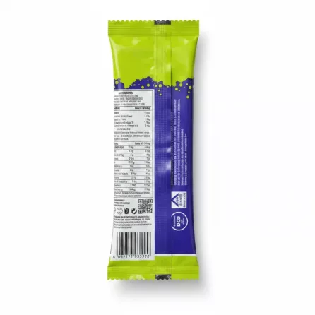 Back of Lopito sour blue raspberry pencils packet displaying ingredients, nutrition facts, barcode and distributor details