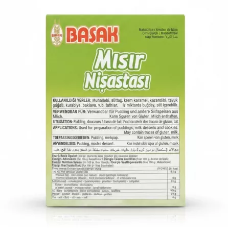 Back panel with product usage and nutrition facts