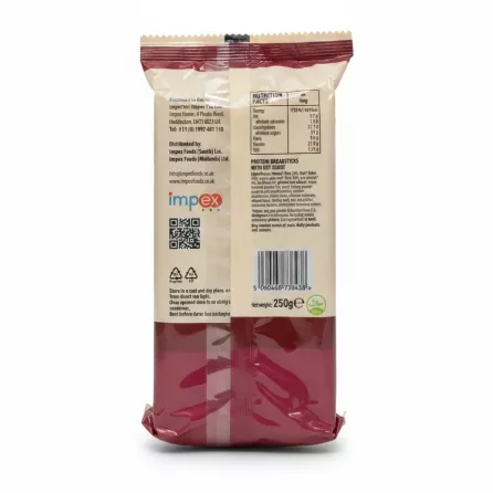 Back of Lara Natural Protein Breadsticks pack showing ingredients and nutritional facts