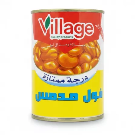 Village Foul Medames broad beans can front in Arabic label