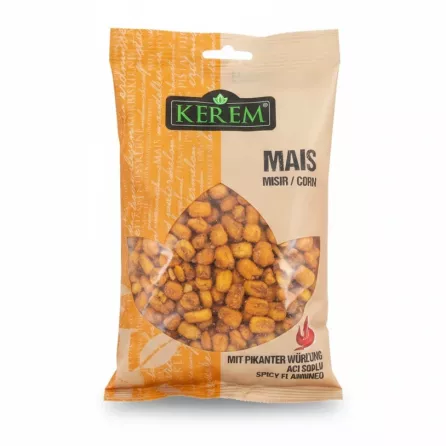 Kerem brand spicy roasted corn snack bag front