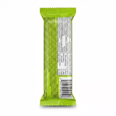 Back of Nuttymax pistachio cream chocolate bar with ingredients and barcode