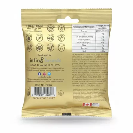 Chewy Chews Gummy Rush Gummy Bears package back with nutritional info