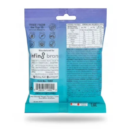 CheeryChews Gummy Rush Blue Sharks pack back with ingredients and barcode