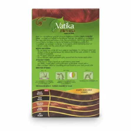 Vatika Henna Hair Colour Burgundy box back with instructions