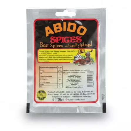 Abido Spices Citric Acid 50g back packaging nutritional info