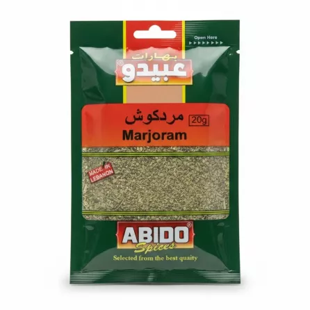 Abido brand packet of dried marjoram spice