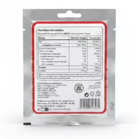 Back side of Abido Mahlab spice packet with ingredients and nutrition information
