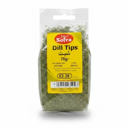 pack of Sofra dried dill tips in clear plastic bag