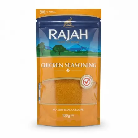 Rajah brand chicken seasoning 100g resealable pack showing front label