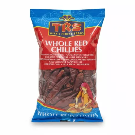 TRS brand large pack of whole dried red chillies in transparent packaging
