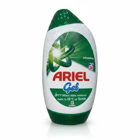 Bottle of Ariel Gel Original laundry detergent with green and white packaging