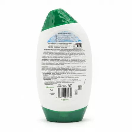 Back label of Ariel Gel Cherry Blossom with usage instructions and ingredients