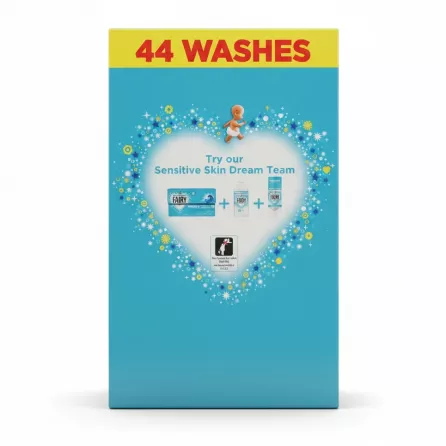 Fairy Non Bio Sensitive Laundry Powder back packaging with product information