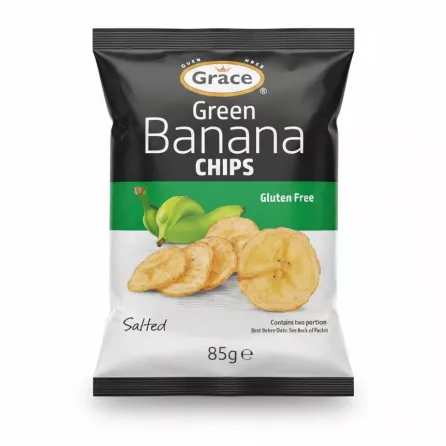 Grace Green Banana Chips 85g packet front view