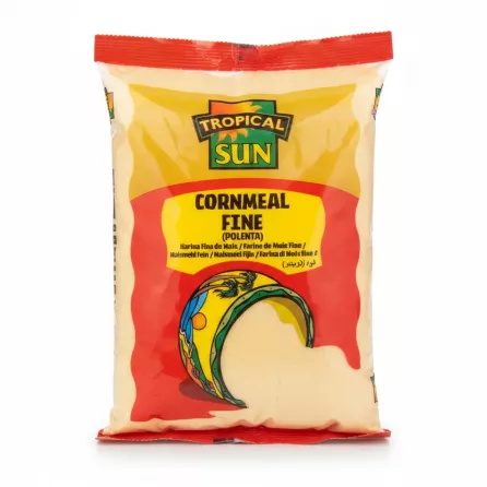 Pack of Tropical Sun fine cornmeal polenta in red and yellow packaging