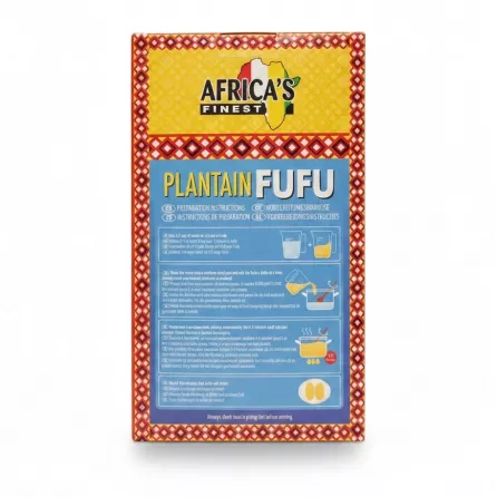 Back of the box showing preparation instructions for Plantain Fufu