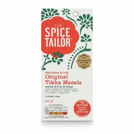 Front packaging of The Spice Tailor Original Tikka Masala curry kit