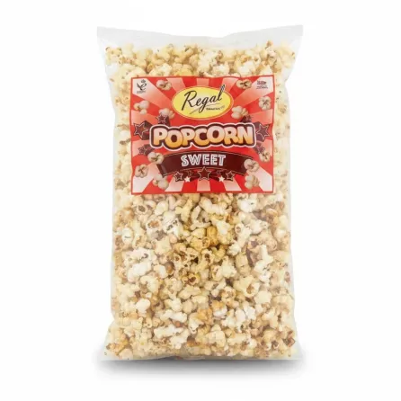 Pack of Regal Snacks Sweet Popcorn front view showing red label