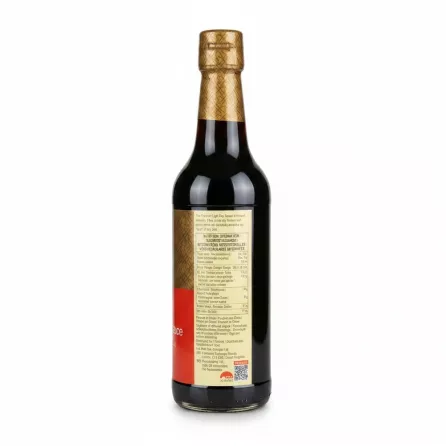 Back label of Lee Kum Kee Premium Light Soy Sauce showing nutrition and origin