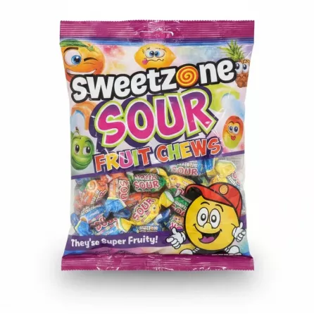 Pack of Sweetzone Sour Fruit Chews with bright colourful packaging