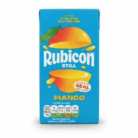 Rubicon Mango Still Juice 288ml blue carton front view