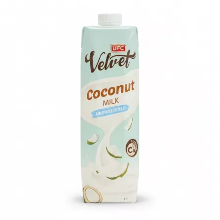 Carton of UFC Velvet Unsweetened Coconut Milk front view