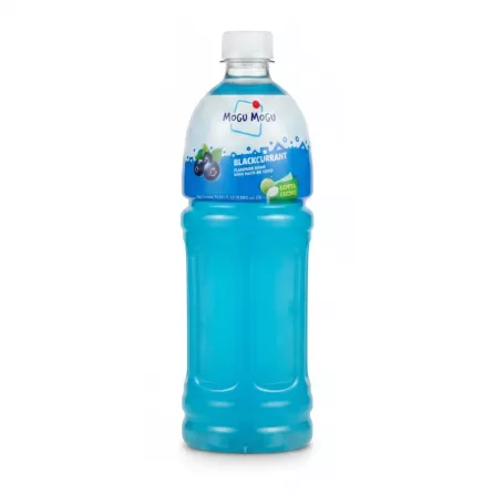 Mogu Mogu blackcurrant flavoured drink bottle front view