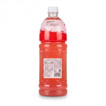 Mogu Mogu strawberry flavoured drink bottle back view with ingredients and nutrition