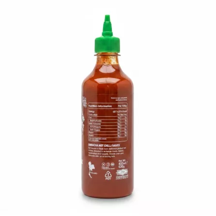 Back label showing nutrition information for Thai Dragon Sriracha Hot Chilli Sauce