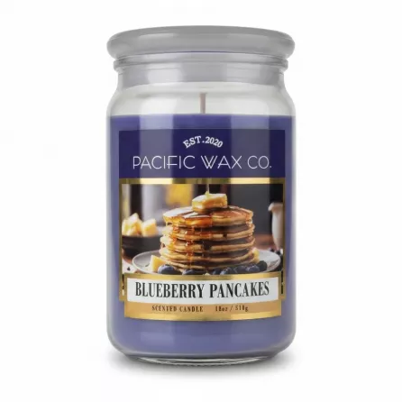 Pacific Wax Co. Blueberry Pancakes scented candle in glass jar