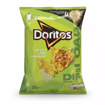 Pack of Doritos Zesty Lime Flavour Corn Chips front view