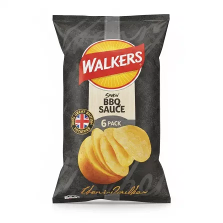 Walkers Smokin' BBQ Sauce Crisps 6-pack bag front view