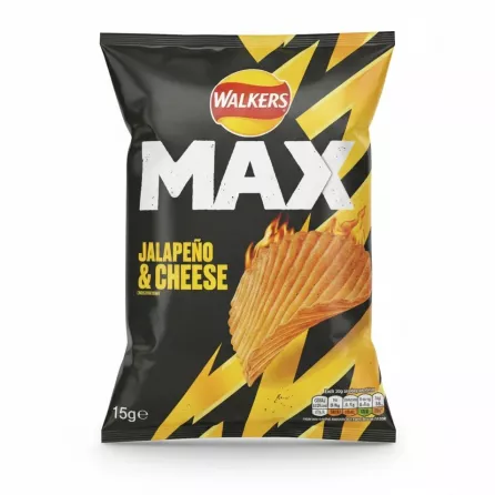 Walkers Max Jalapeño & Cheese crisps bag front packaging